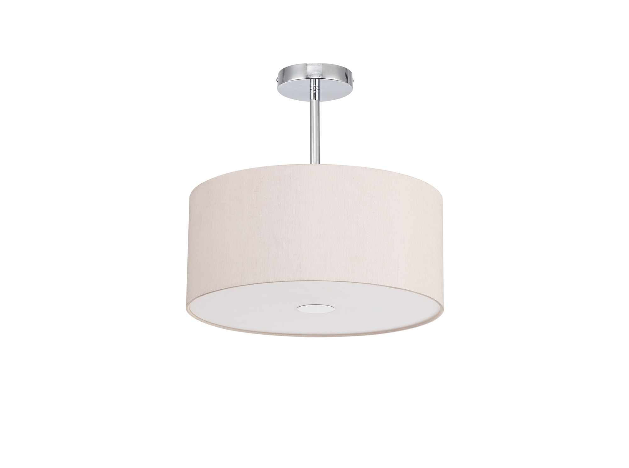 Baymont 40cm Semi Flush 1 Light Polished Chrome, Nude Beige/Moonlight, Frosted Diffuser DK0096  Deco Baymont